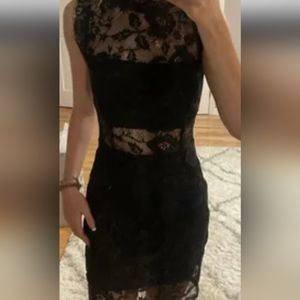 Venus Black lace bodycon dress  sz. 16 High neck lace .  Let the party begin!!